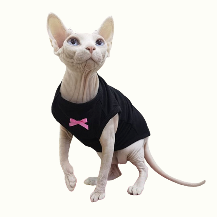 Pink Bow Black Sphynx Cat Tank Top