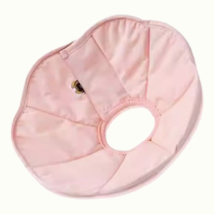 Pink pet e collar on a white background