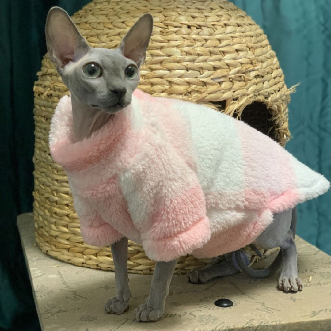 Pink Plaid Sphynx Cat Fleece Sweater