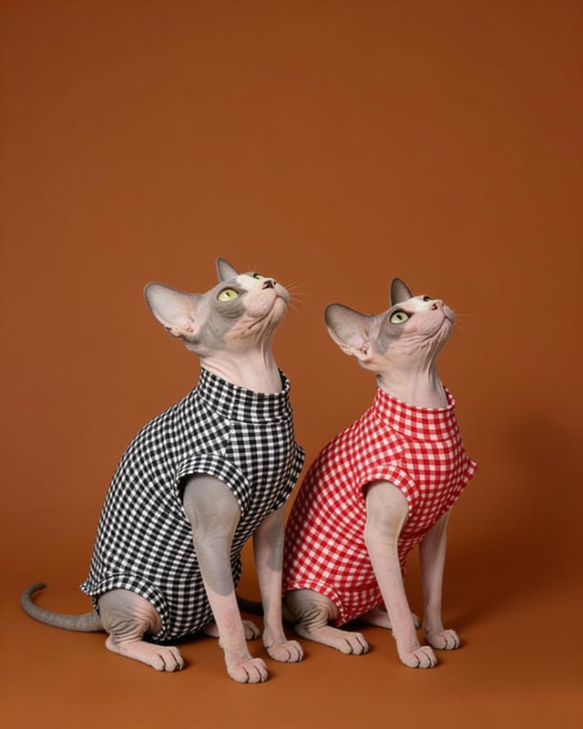 Gingham Sleeveless Bodysuit Onesies Sphynx Cat Clothes CityBear