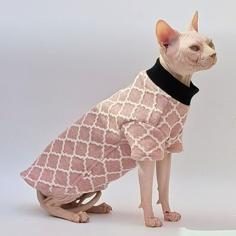 Plaid Quilted Sphynx Cat Sweater