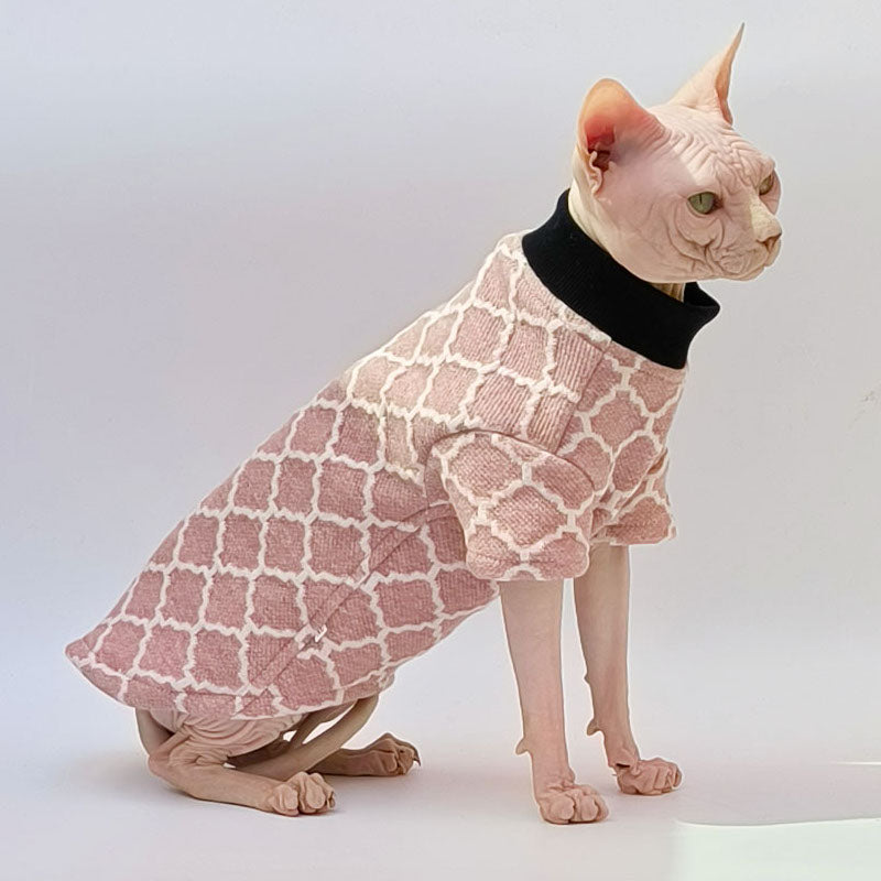 Plaid Quilted Sphynx Cat Sweater