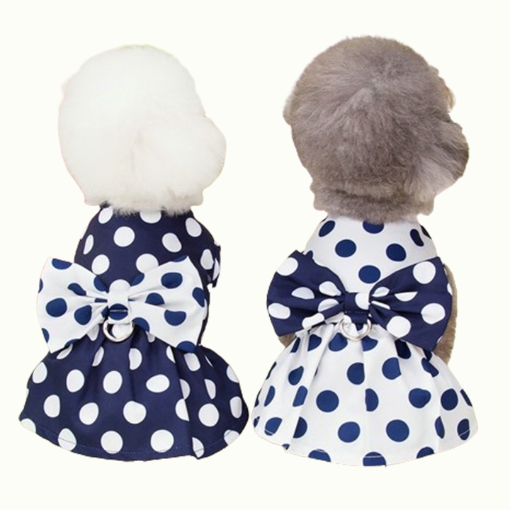 Polka Dot Back Bow Pet Dress with Hook