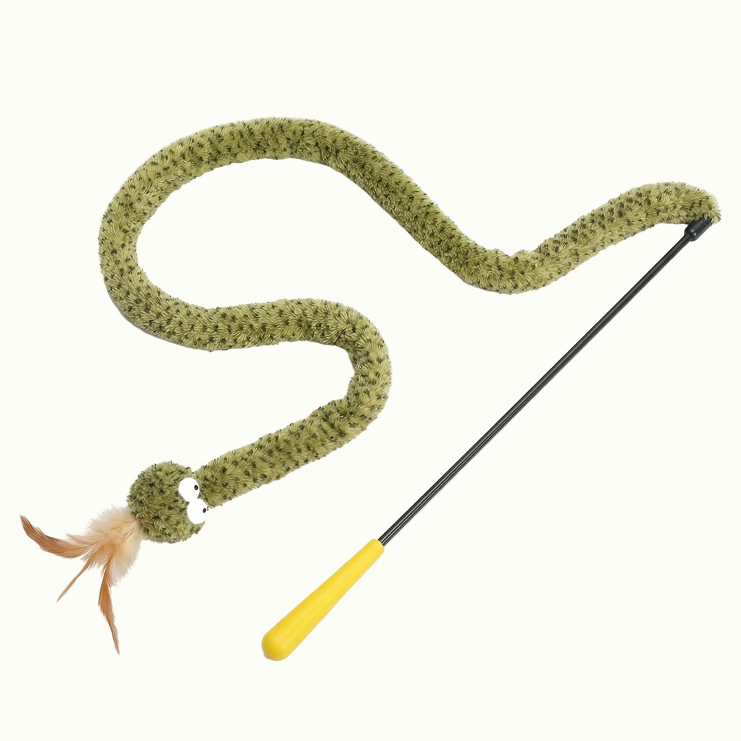 Rattlesnake Feather Crinkle Cat Teaser Wand Toy