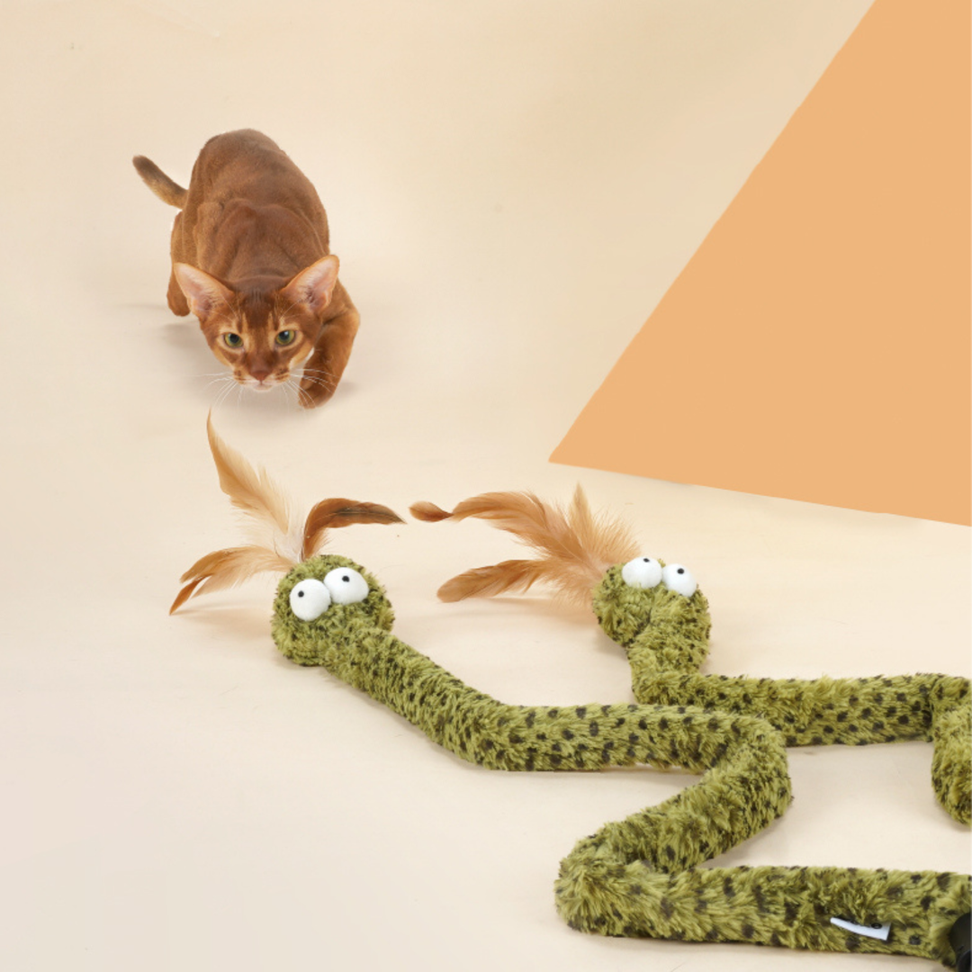 Rattlesnake Feather Crinkle Cat Teaser Wand Toy