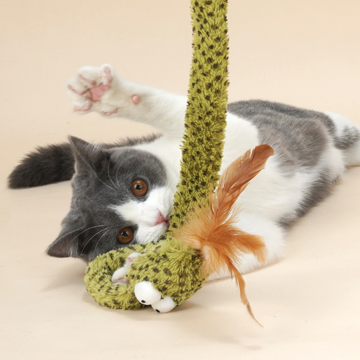 Rattlesnake Feather Crinkle Cat Teaser Wand Toy