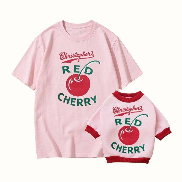 Conjuntos de cerezas para perro y dueño