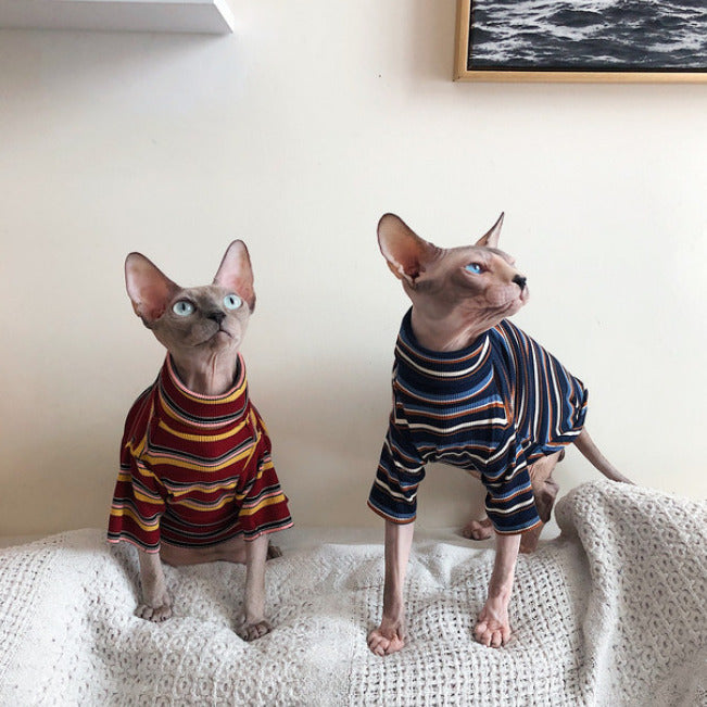 Classic Stripes Turtleneck Sphynx Cat Sweaters