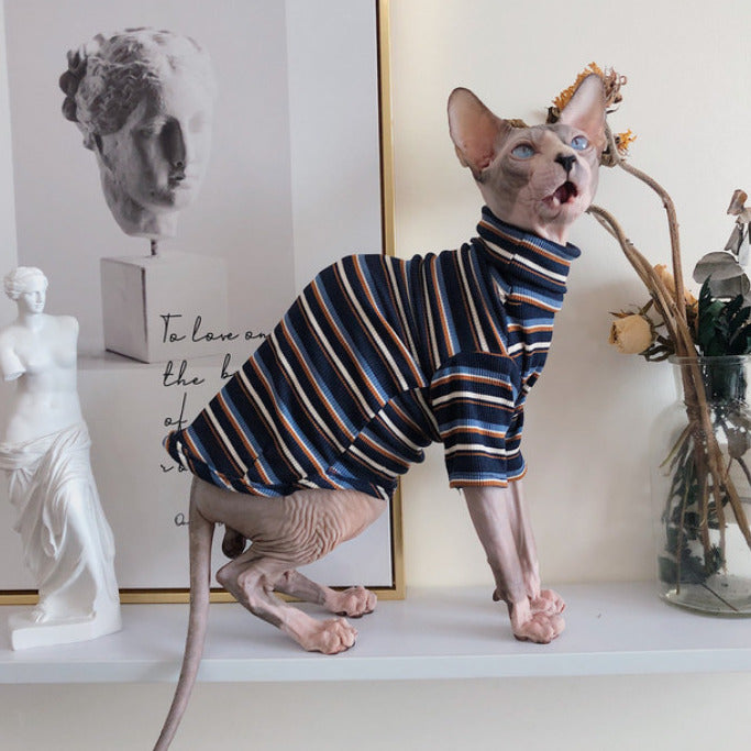 Classic Stripes Turtleneck Sphynx Cat Sweaters