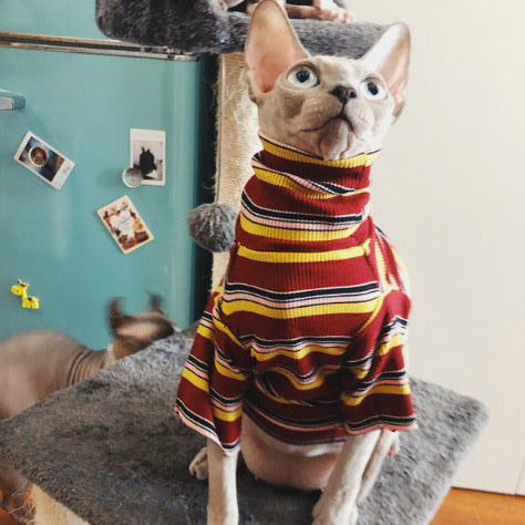 Classic Stripes Turtleneck Sphynx Cat Sweaters