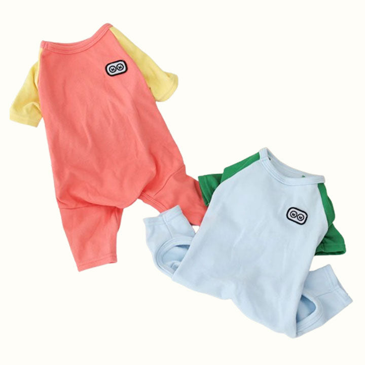 Robot Eyes Color Block Onesies Pet Pajamas