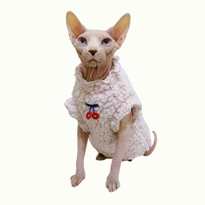 Warm Ruffle Edge Fleece Sphynx Cat Tank Tops