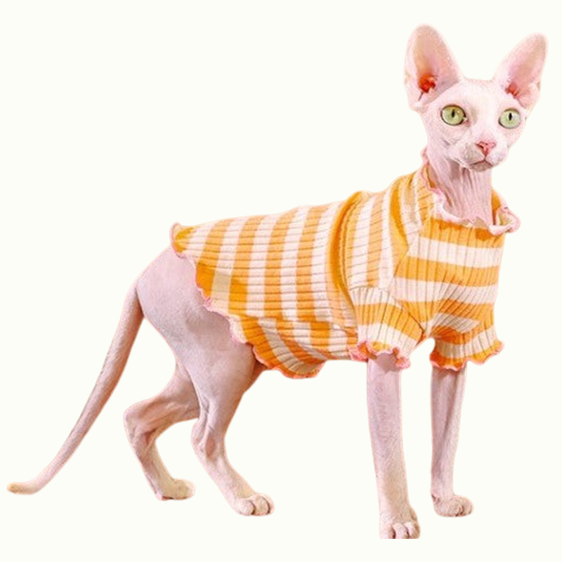 Ruffle Stripes Sphynx Cat Sweaters