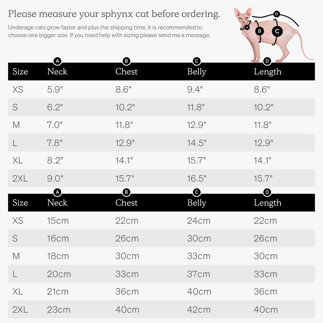 Ruffle Stripes Sweater Sphynx Cat Cotton Clothes Size Chart