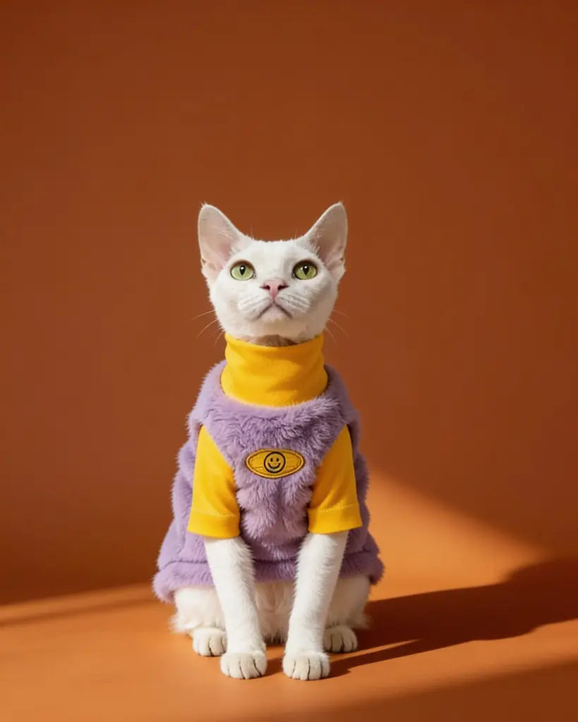 Duotone Fleece Highneck Sphynx Cat Sweaters CityBear