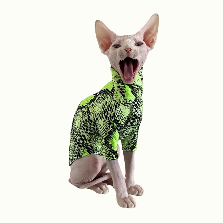 Snake Print Slim Fit Turtleneck Sphynx Top