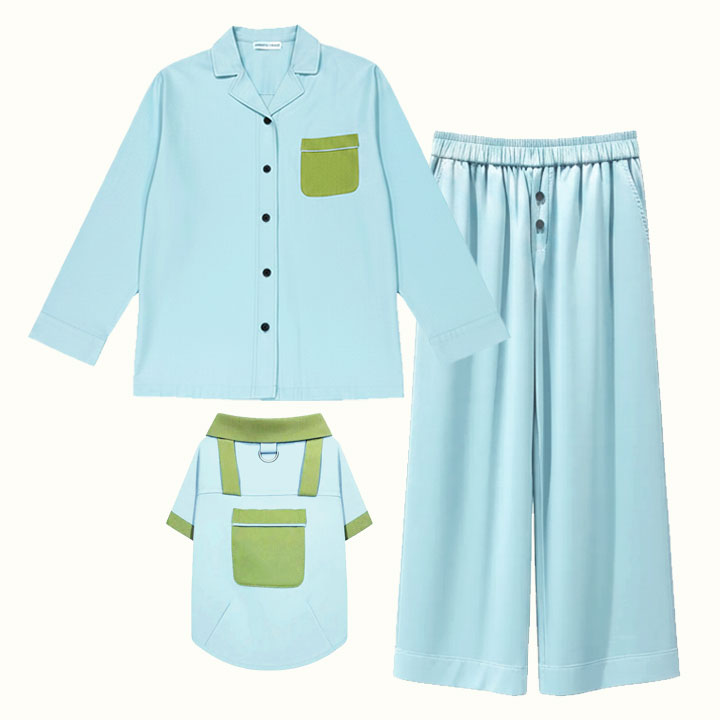 Soda Pop Pet and Owner Matching Pajamas in Blue
