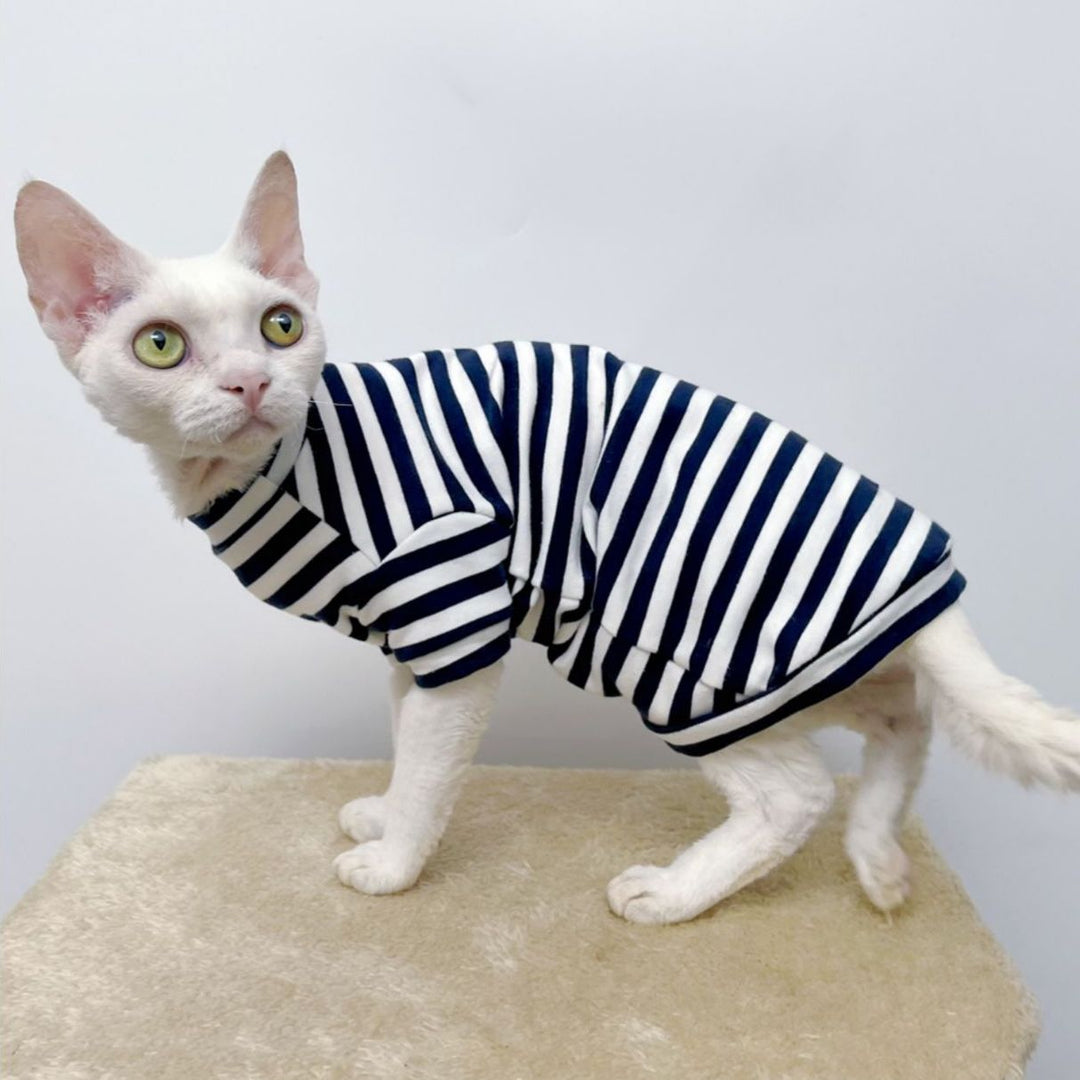 Classic Striped Sphynx Cat Tee Shirt