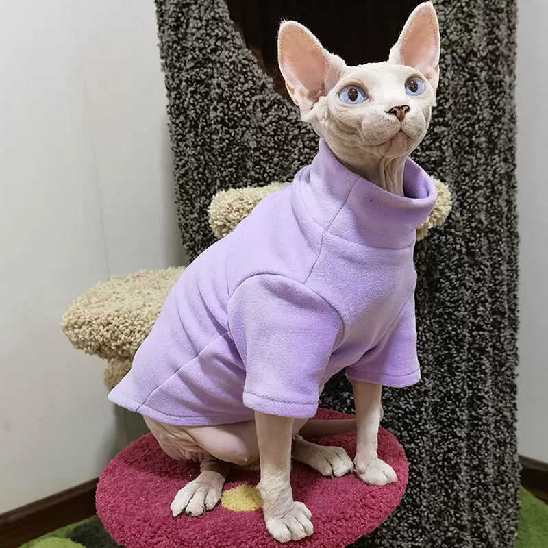 Drop Shoulder Fleece Cat Jacket Sphynx Sweater