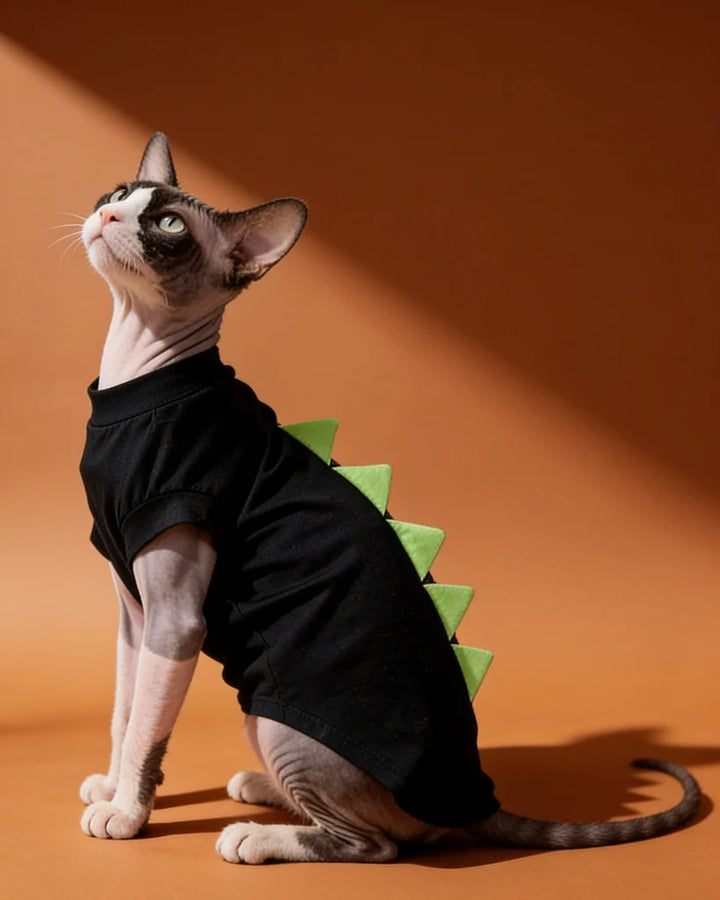 cute-dino-t-shirt-hairless-cat-clothes - CityBear