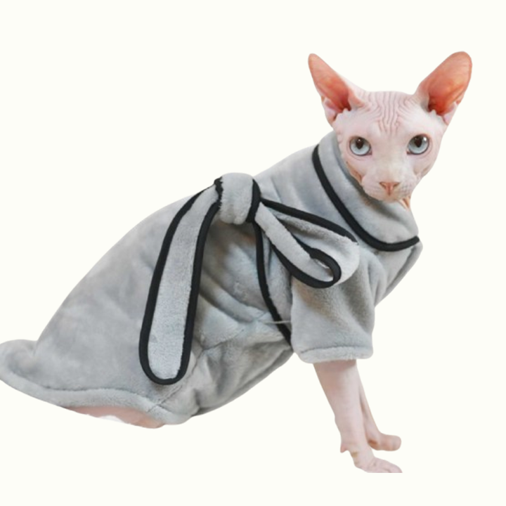 Sphynx Fleece Pajamas with Tie Sleepwear