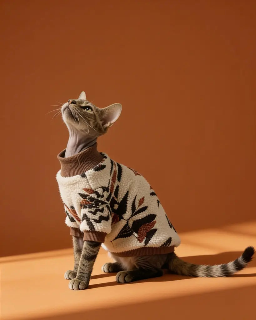 Southwestern Tribal Sphynx Plush Knit Sweater