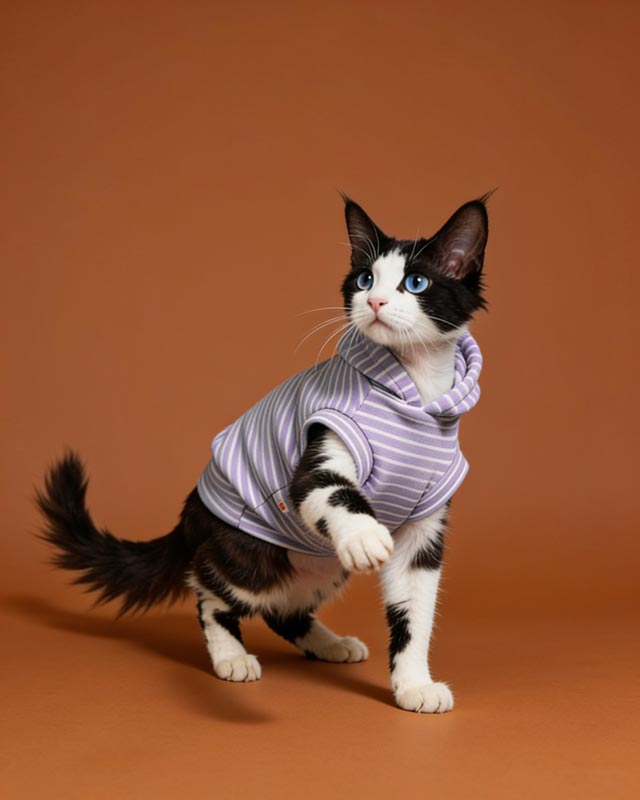 Sphynx Cat Striped Sleeveless Cap Sleeve Hoodie CityBear