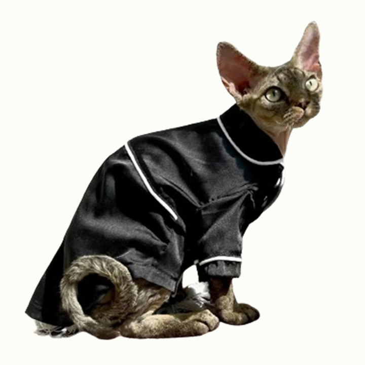 Black Half Sleeve Sphynx Cat Pajamas