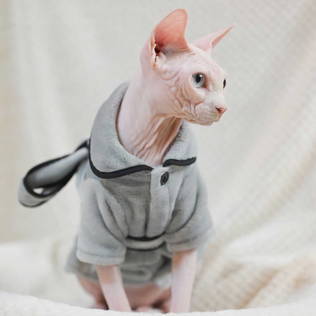 Sphynx Fleece Pajamas with Tie Sleepwear