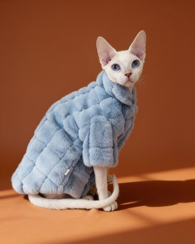 Vintage Cookie Sphynx Cat Faux Fur Coat CityBear