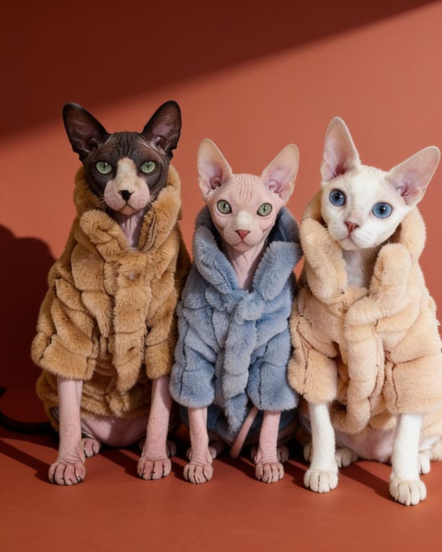 Vintage Cookie Sphynx Cat Faux Fur Coat CityBear
