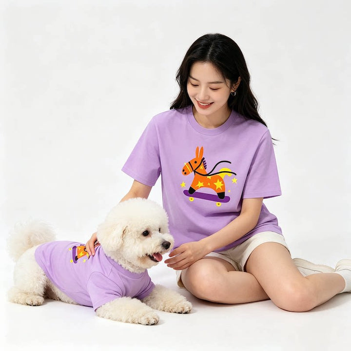 Starry Skate Pony Pet and Owner Matching Tee Shirt