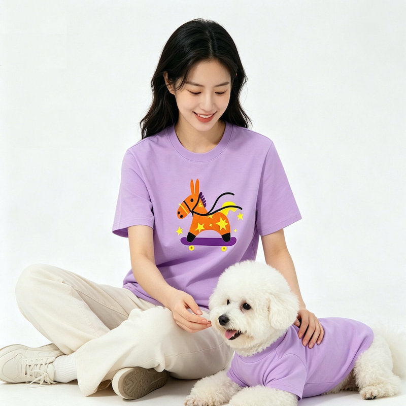 Starry Skate Pony Pet and Owner Matching Tee Shirt