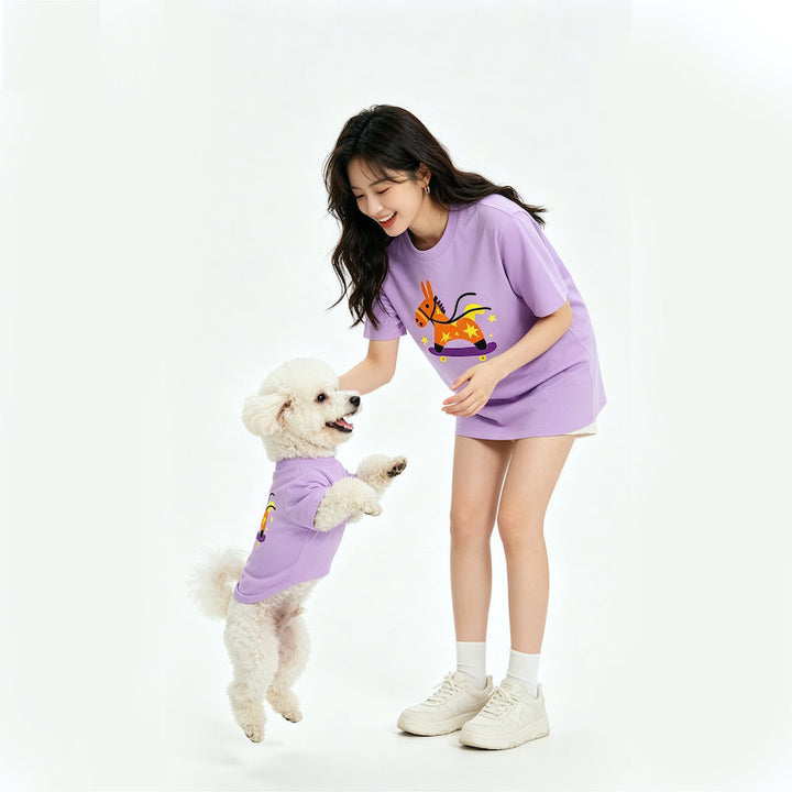 Starry Skate Pony Pet and Owner Matching Tee Shirt