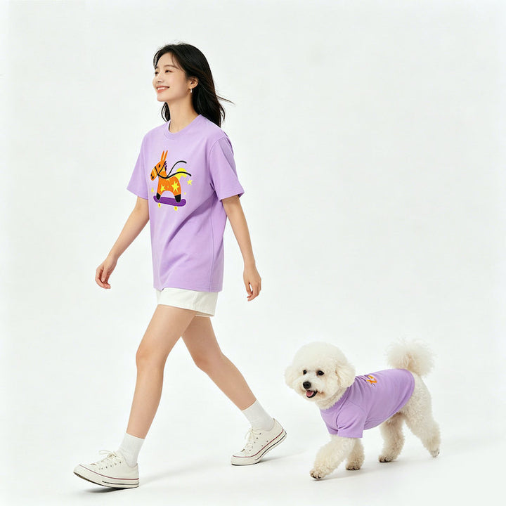 Starry Skate Pony Pet and Owner Matching Tee Shirt