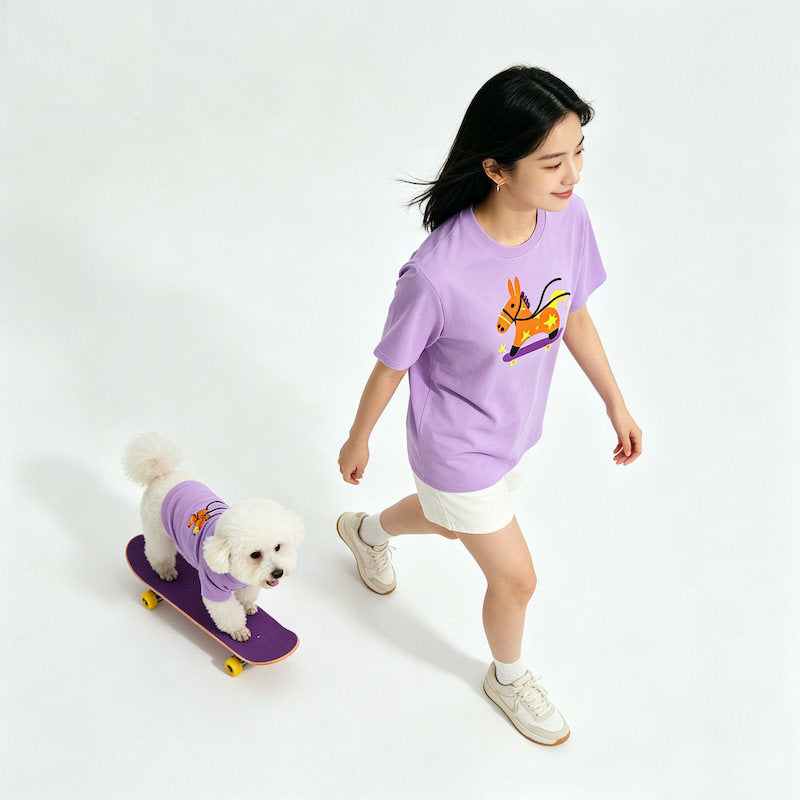 Starry Skate Pony Pet and Owner Matching Tee Shirt
