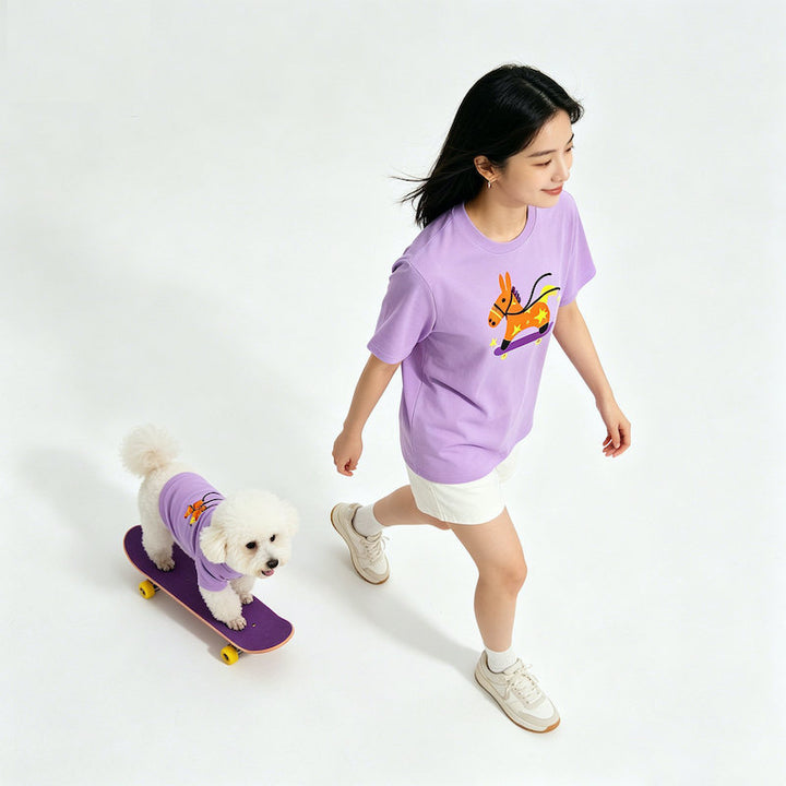 Starry Skate Pony Pet and Owner Matching Tee Shirt