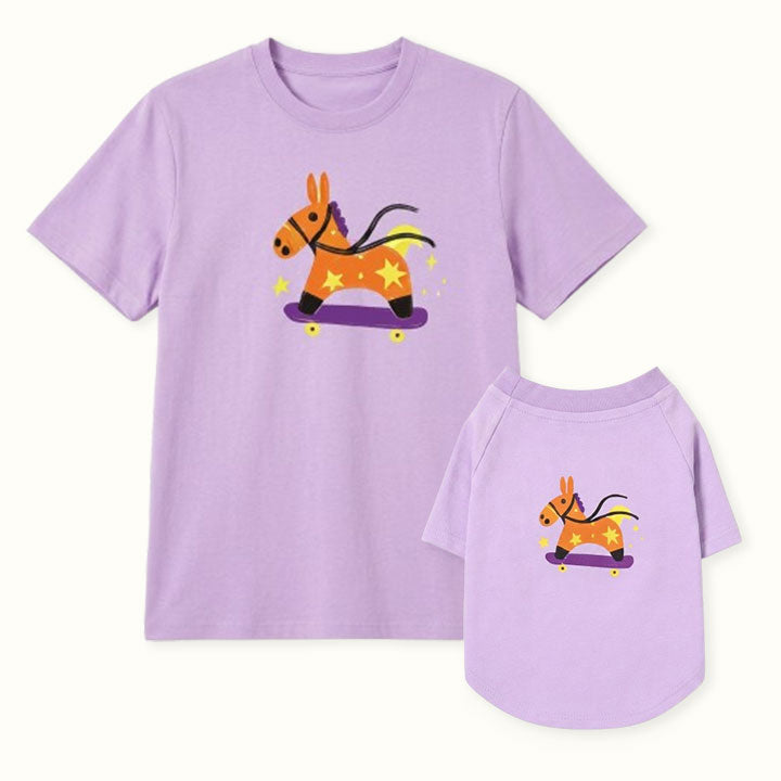 Starry Skate Pony Pet and Owner Matching Tee Shirt