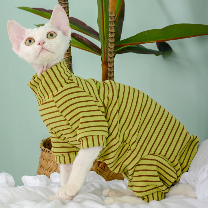 Velvet Striped Sphynx Cat Onesies Pajamas