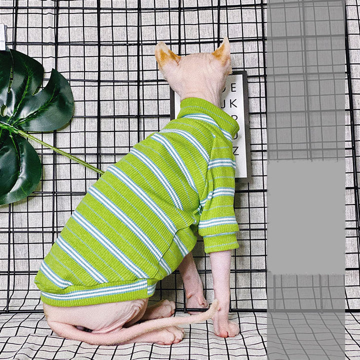 Hypoallergenic Cotton Highneck Stripes Sphynx Sweater