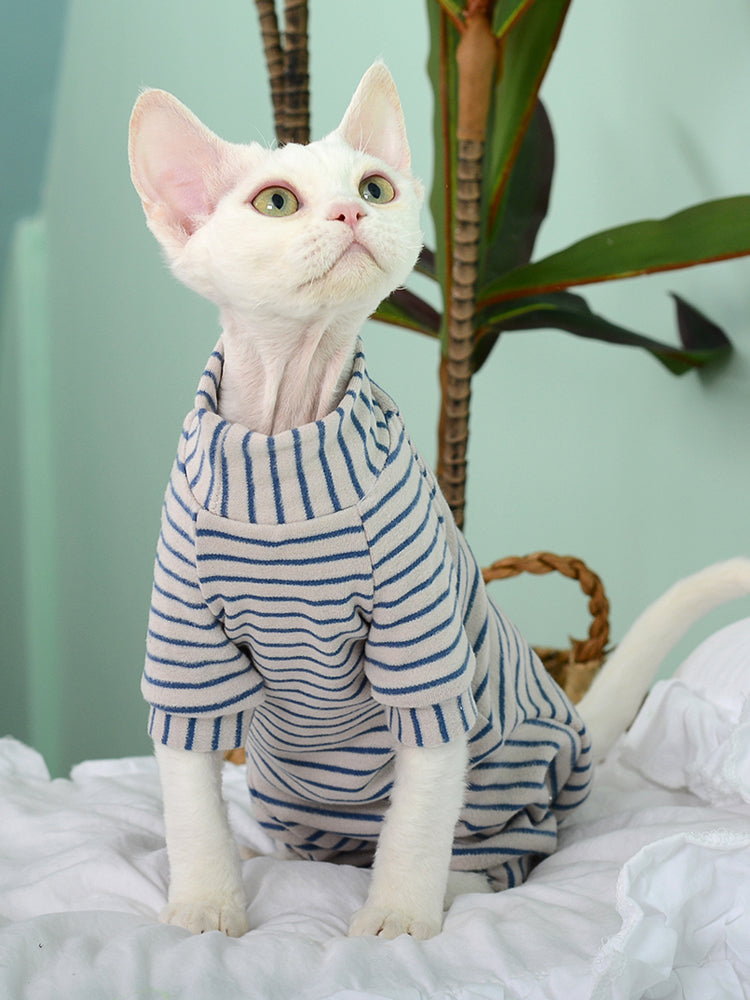 Velvet Striped Sphynx Cat Onesies Pajamas