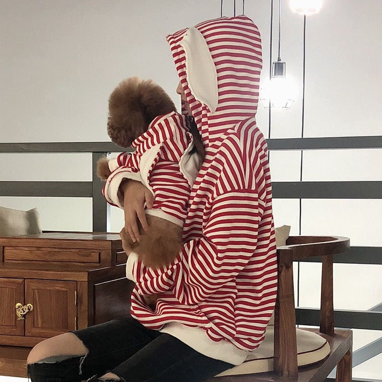 Striped Bunny Ear Pet Owner Matching Hoodie