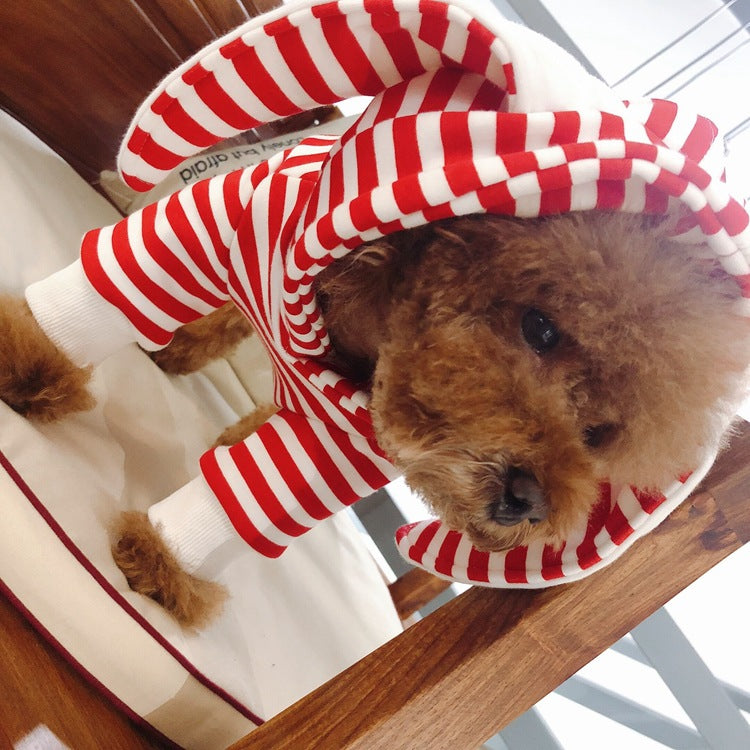 Striped Bunny Ear Pet Owner Matching Hoodie