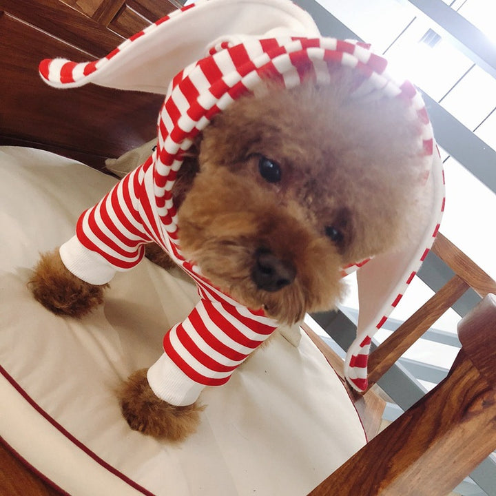 Striped Bunny Ear Pet Owner Matching Hoodie