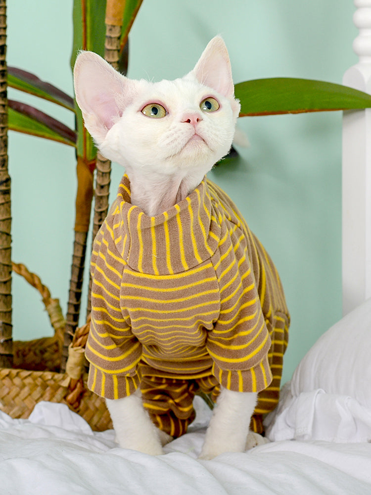 Velvet Striped Sphynx Cat Onesies Pajamas