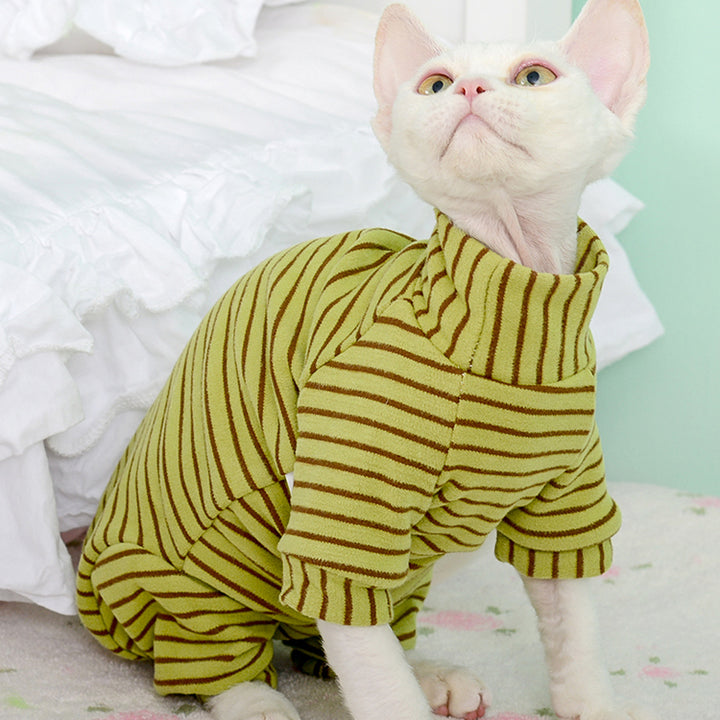 Velvet Striped Sphynx Cat Onesies Pajamas