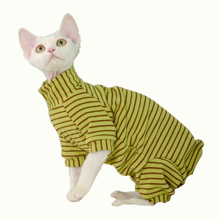 Velvet Striped Sphynx Cat Onesies Pajamas