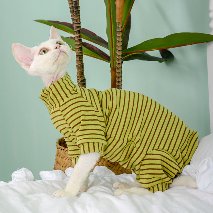 Velvet Striped Sphynx Cat Onesies Pajamas