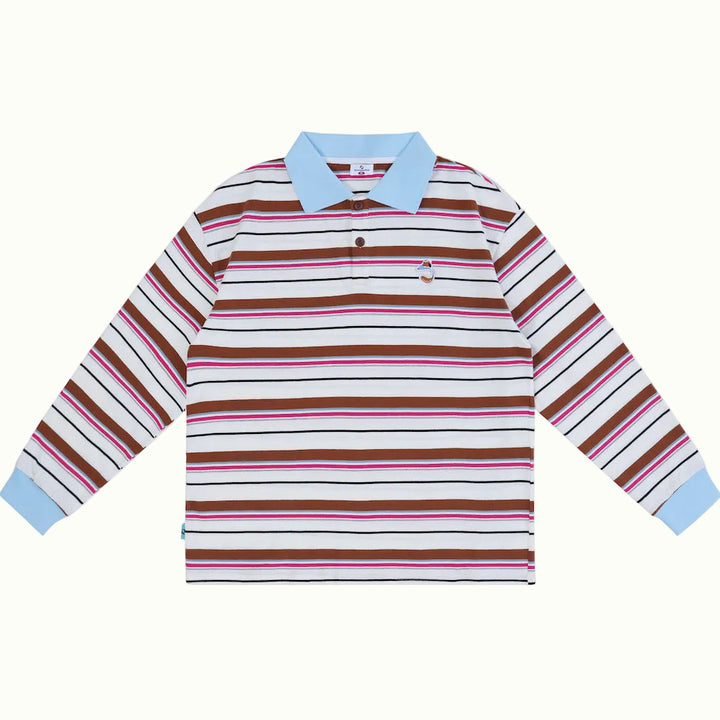 Retro Striped Long Sleeve Pet Human Matching Polo Shirt