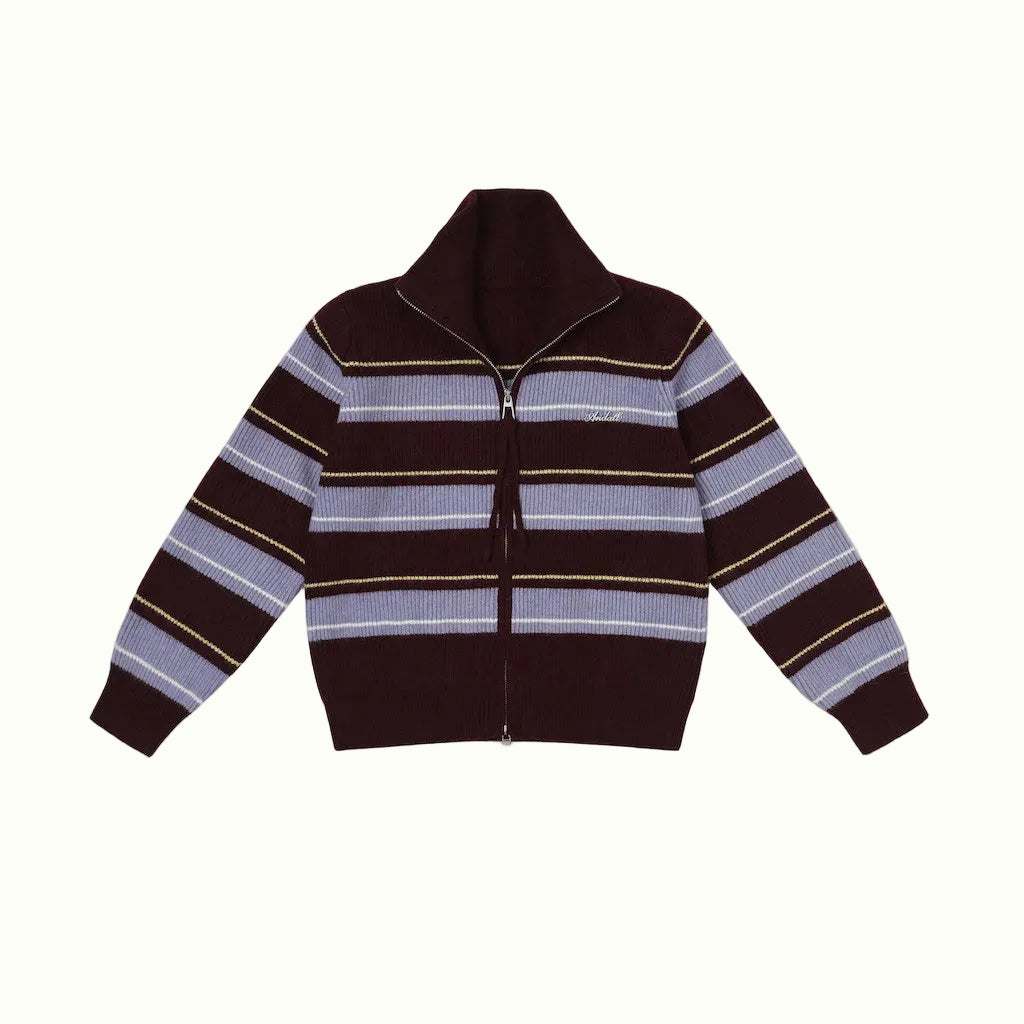 Rugby Stripe Knit Pet Human Matching Sweater with Zipper
